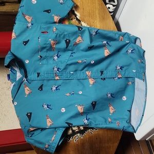 Dog chasing Baseball player *button down shirt* small